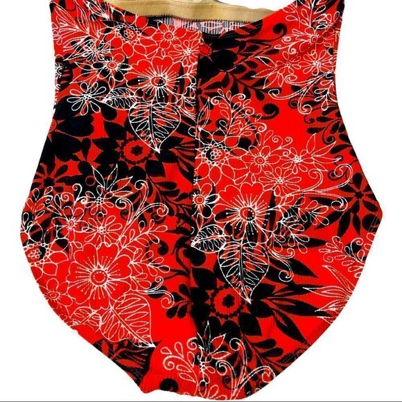 Catalina Orange Textured/Ribbed Floral Black&White Print 1-Piece Swimsuit Sz 2X - Picture 6 of 14